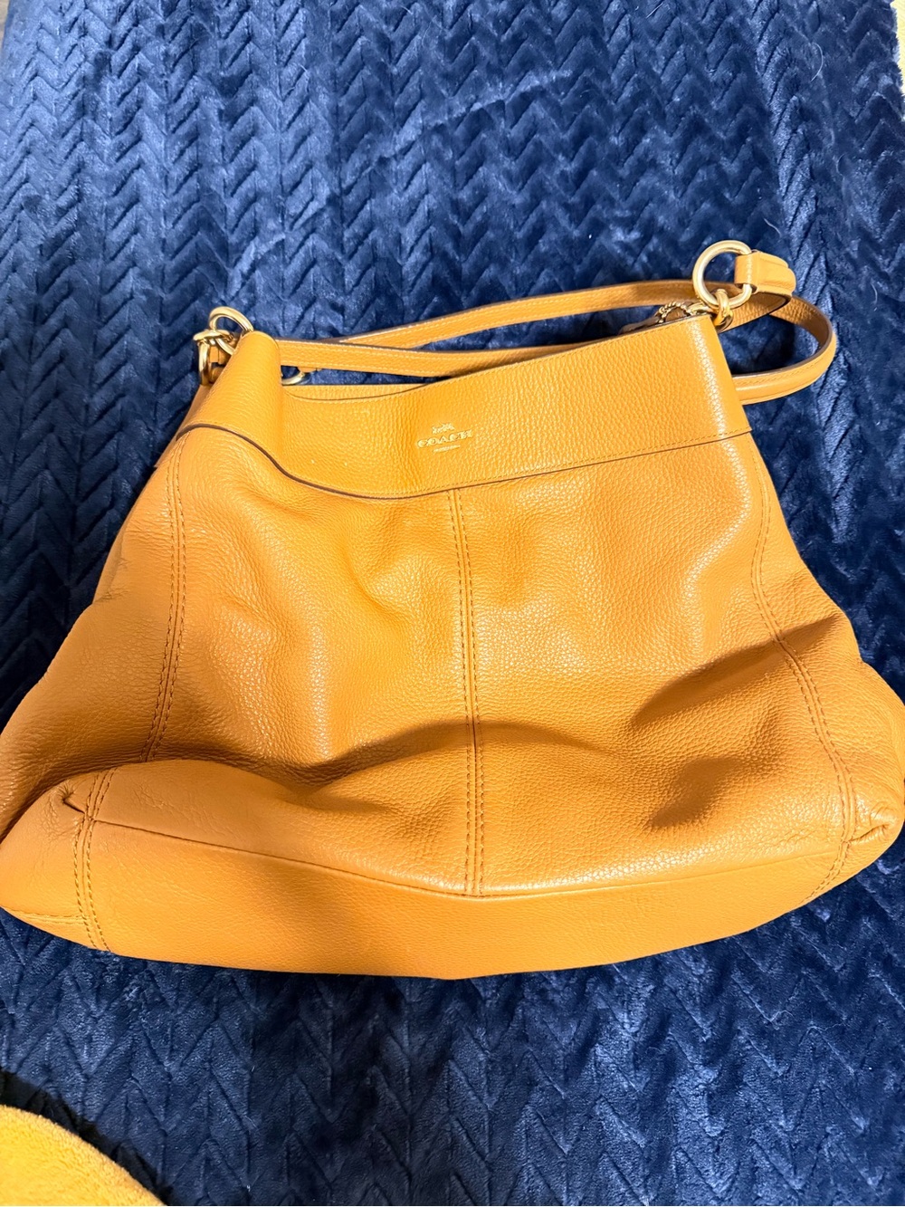 Coach Pebbled Leather Shoulder Bag in camel brown